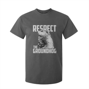 Respect The Groundhog T Shirt For Kid Funny Woodchuck Shadow Meteorlogy TS02 Dark Heather Print Your Wear