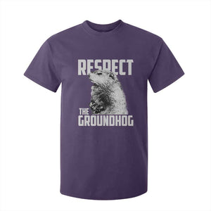 Respect The Groundhog T Shirt For Kid Funny Woodchuck Shadow Meteorlogy TS02 Purple Print Your Wear