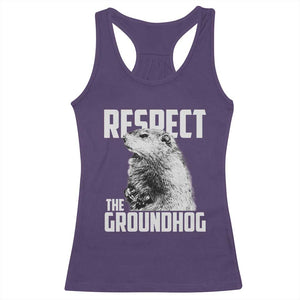 Respect The Groundhog Racerback Tank Top Funny Woodchuck Shadow Meteorlogy TS02 Purple Print Your Wear