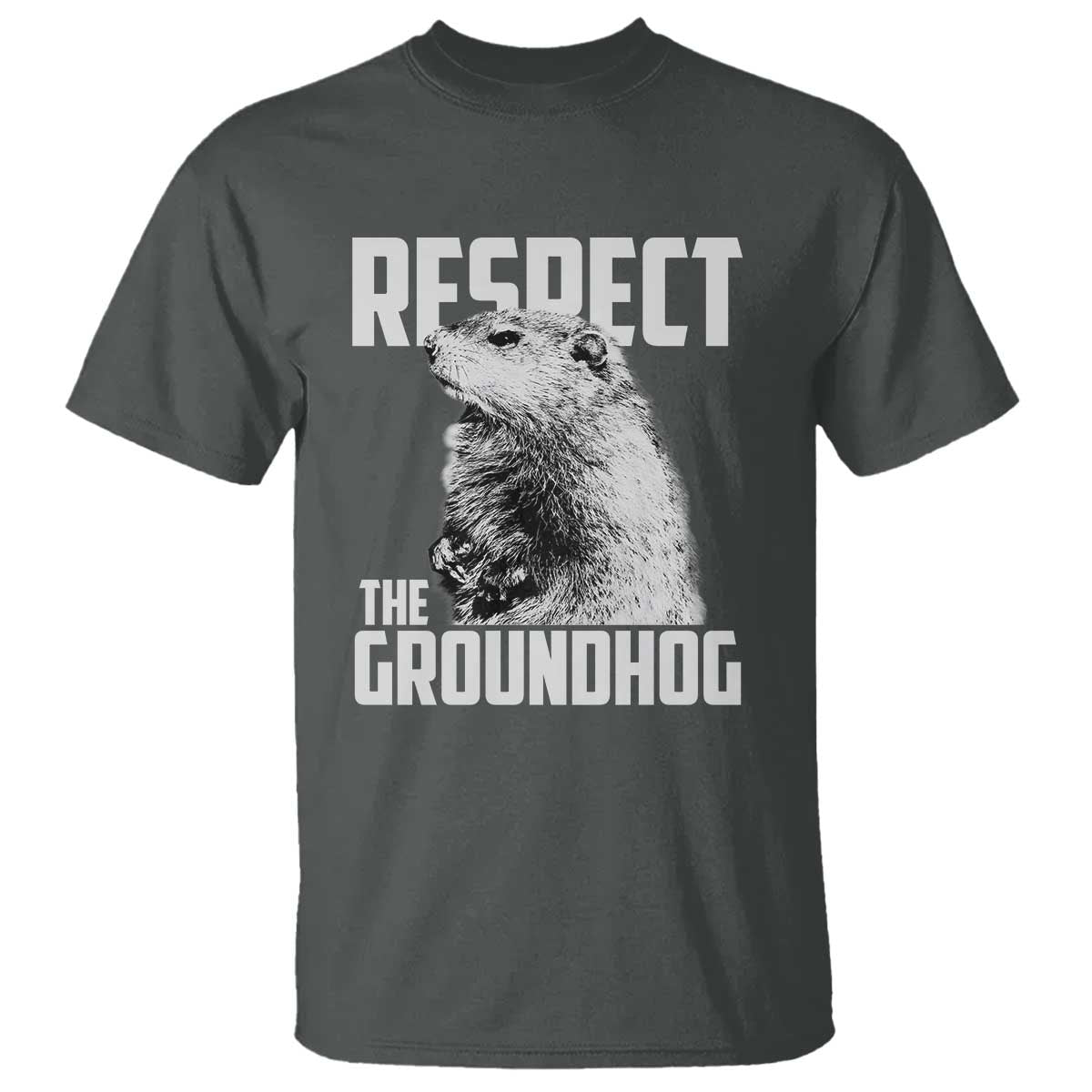 Respect The Groundhog T Shirt Funny Woodchuck Shadow Meteorlogy TS02 Dark Heather Print Your Wear