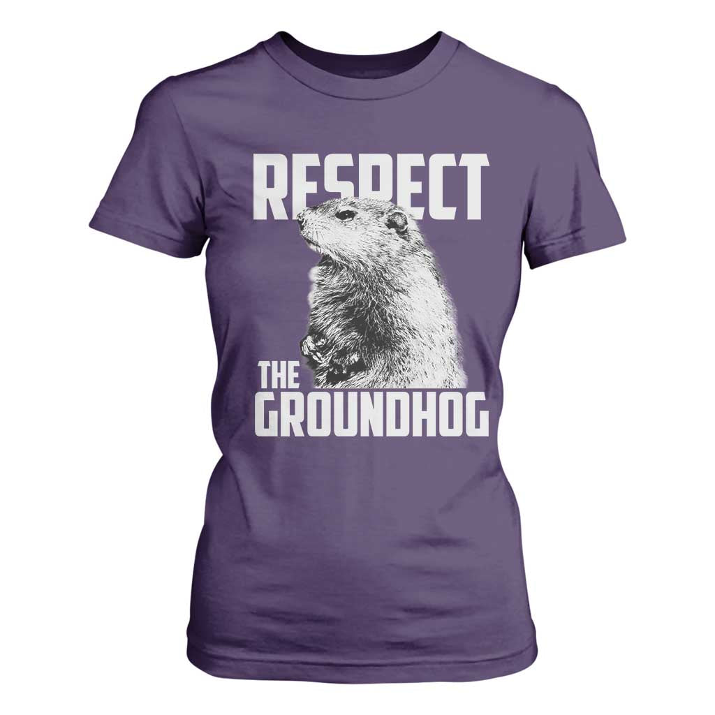 Respect The Groundhog T Shirt For Women Funny Woodchuck Shadow Meteorlogy TS02 Purple Print Your Wear