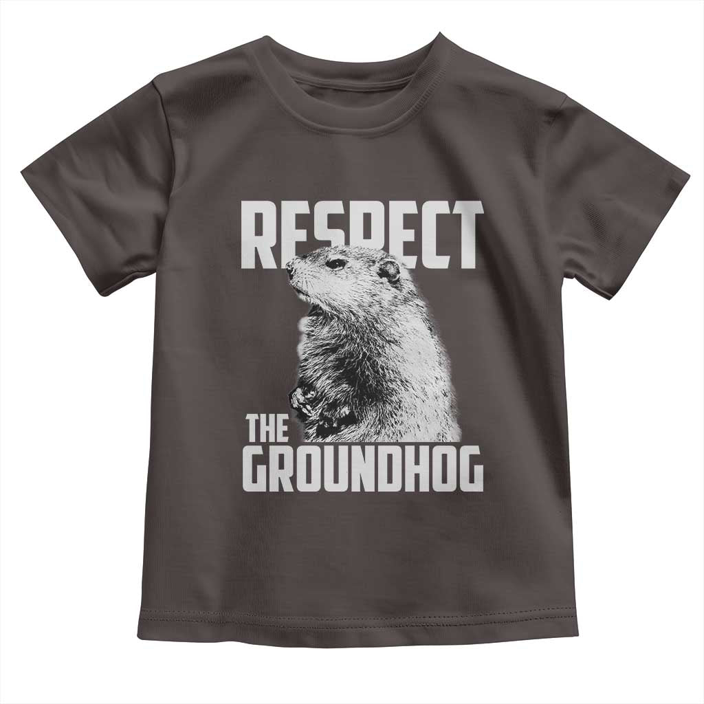 Respect The Groundhog Toddler T Shirt Funny Woodchuck Shadow Meteorlogy TS02 Dark Chocolate Print Your Wear