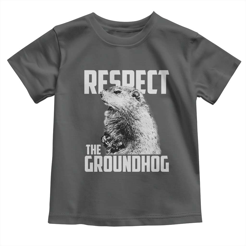 Respect The Groundhog Toddler T Shirt Funny Woodchuck Shadow Meteorlogy TS02 Dark Heather Print Your Wear