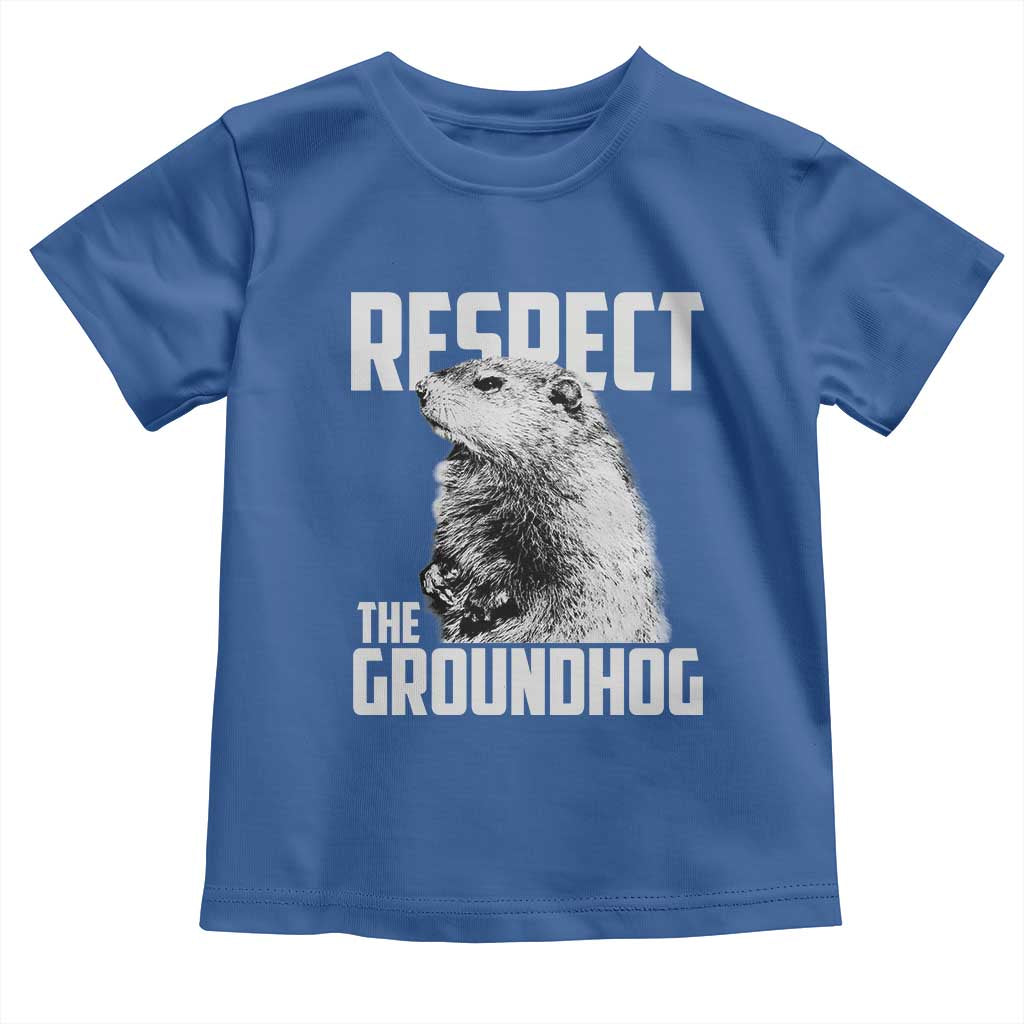 Respect The Groundhog Toddler T Shirt Funny Woodchuck Shadow Meteorlogy TS02 Royal Blue Print Your Wear