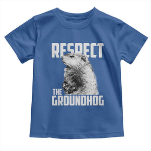 Respect The Groundhog Toddler T Shirt Funny Woodchuck Shadow Meteorlogy TS02 Royal Blue Print Your Wear