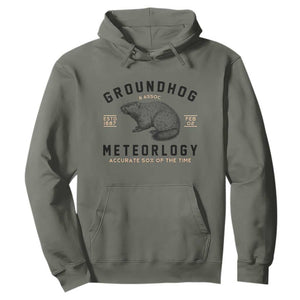 Groundhog Meteorology Hoodie Estd 1887 Accurate 50 Percent Of The Time Woodchuck TS02 Military Green Print Your Wear