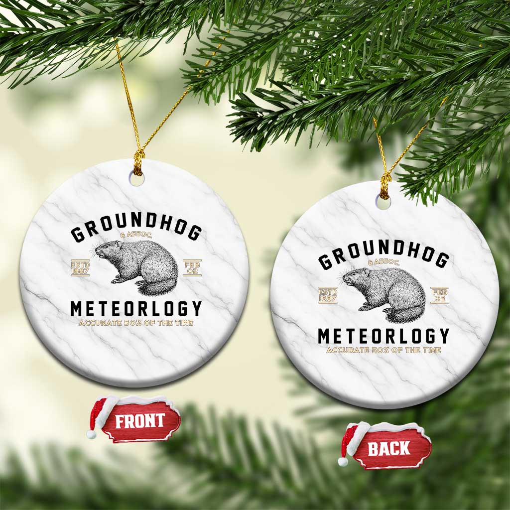 Groundhog Meteorology Ceramic Ornament Estd 1887 Accurate 50 Percent Of The Time Woodchuck TS02 1pc White Marble Print Your Wear