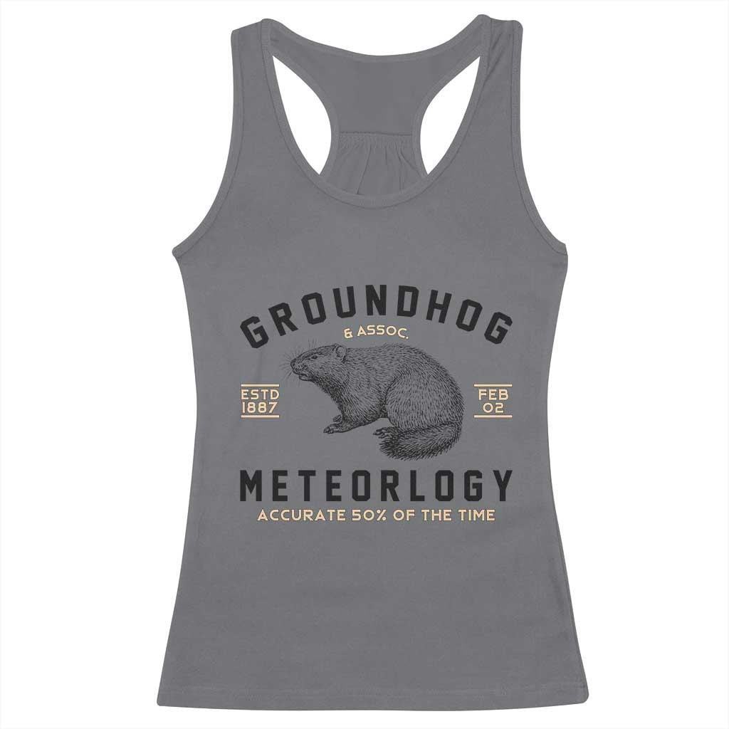 Groundhog Meteorology Racerback Tank Top Estd 1887 Accurate 50 Percent Of The Time Woodchuck TS02 Charcoal Print Your Wear