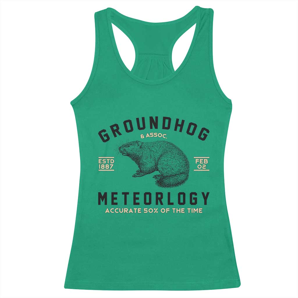 Groundhog Meteorology Racerback Tank Top Estd 1887 Accurate 50 Percent Of The Time Woodchuck TS02 Irish Green Print Your Wear