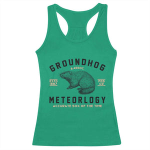 Groundhog Meteorology Racerback Tank Top Estd 1887 Accurate 50 Percent Of The Time Woodchuck TS02 Irish Green Print Your Wear