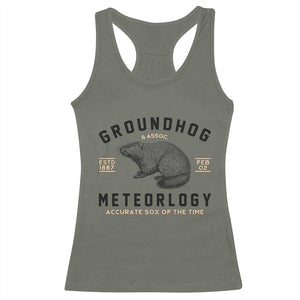 Groundhog Meteorology Racerback Tank Top Estd 1887 Accurate 50 Percent Of The Time Woodchuck TS02 Military Green Print Your Wear