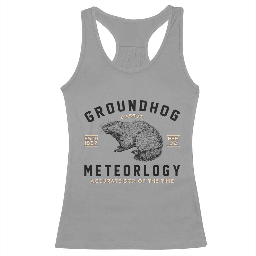 Groundhog Meteorology Racerback Tank Top Estd 1887 Accurate 50 Percent Of The Time Woodchuck TS02 Sport Gray Print Your Wear