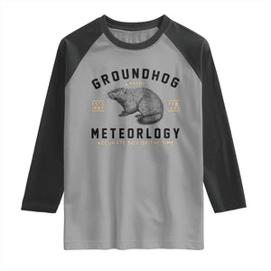 Groundhog Meteorology Raglan Shirt Estd 1887 Accurate 50 Percent Of The Time Woodchuck TS02 Sport Gray Black Print Your Wear