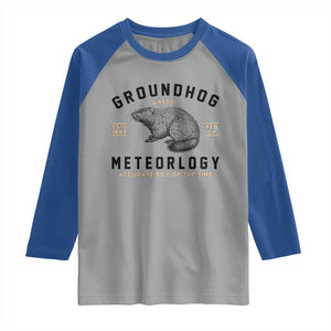 Groundhog Meteorology Raglan Shirt Estd 1887 Accurate 50 Percent Of The Time Woodchuck TS02 Sport Gray Royal Print Your Wear