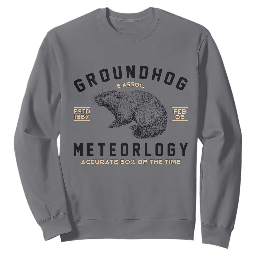 Groundhog Meteorology Sweatshirt Estd 1887 Accurate 50 Percent Of The Time Woodchuck TS02 Charcoal Print Your Wear