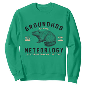 Groundhog Meteorology Sweatshirt Estd 1887 Accurate 50 Percent Of The Time Woodchuck TS02 Irish Green Print Your Wear