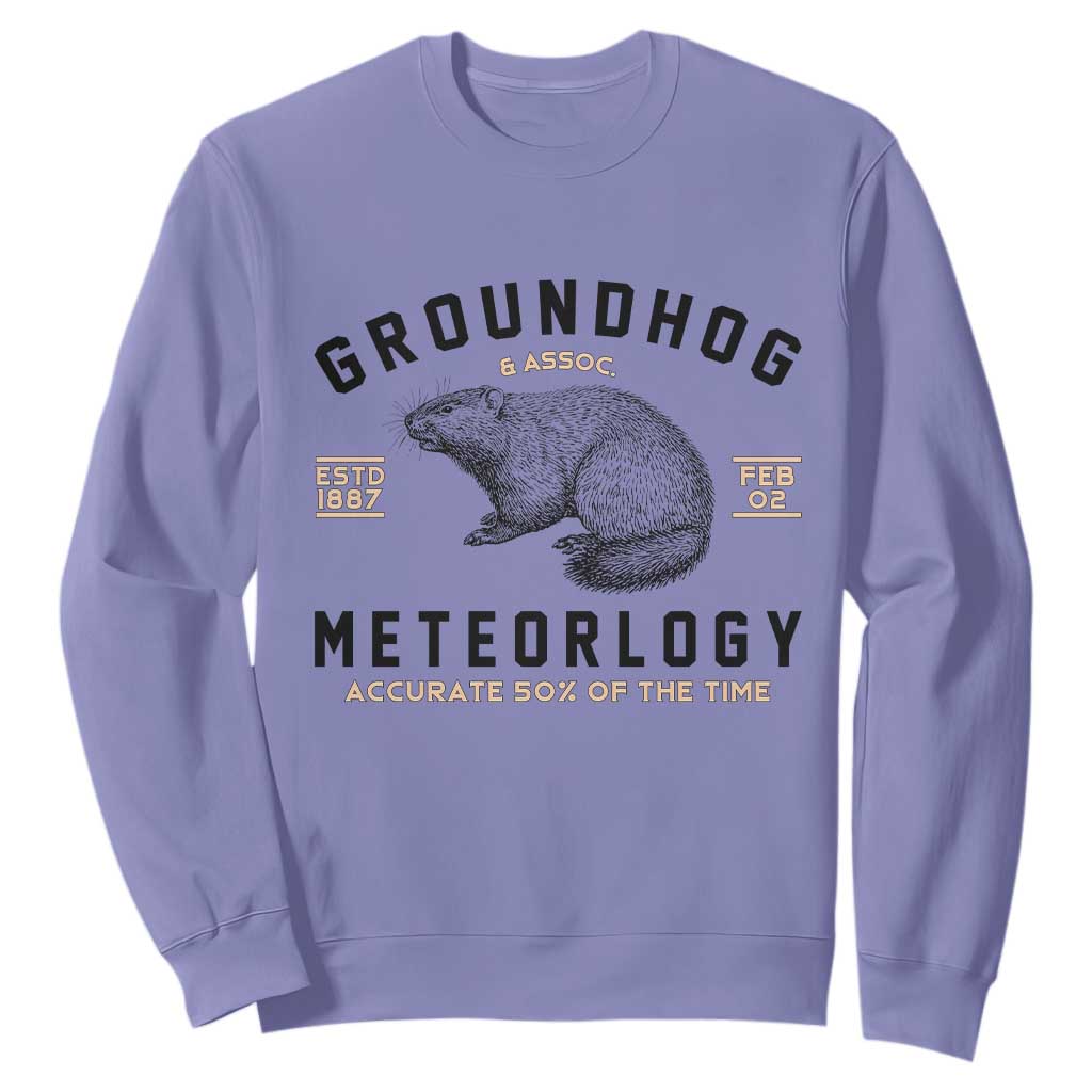 Groundhog Meteorology Sweatshirt Estd 1887 Accurate 50 Percent Of The Time Woodchuck TS02 Violet Print Your Wear