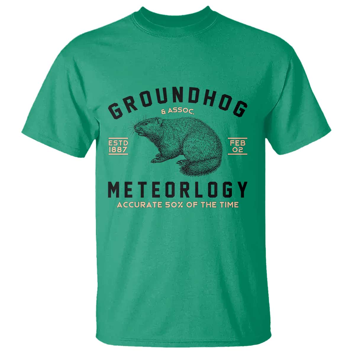 Groundhog Meteorology T Shirt Estd 1887 Accurate 50 Percent Of The Time Woodchuck TS02 Irish Green Print Your Wear