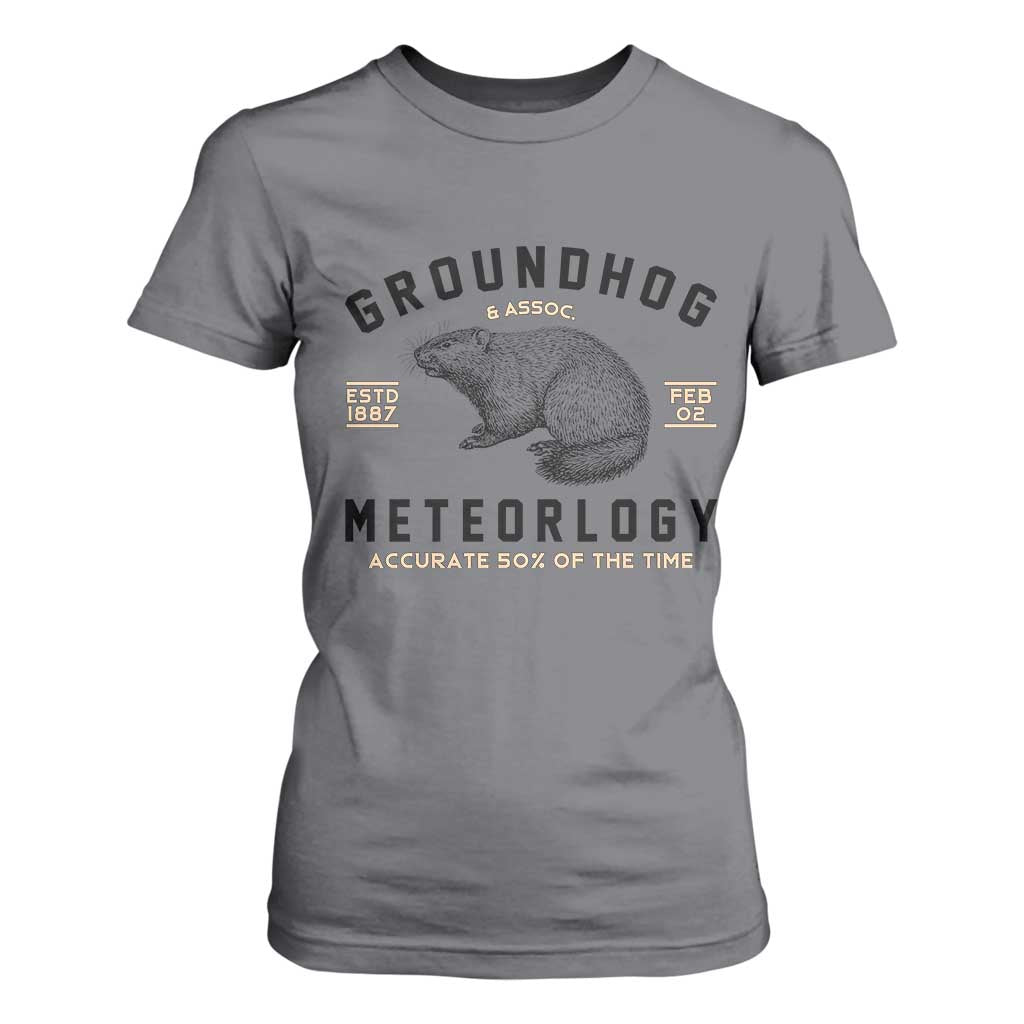 Groundhog Meteorology T Shirt For Women Estd 1887 Accurate 50 Percent Of The Time Woodchuck TS02 Charcoal Print Your Wear