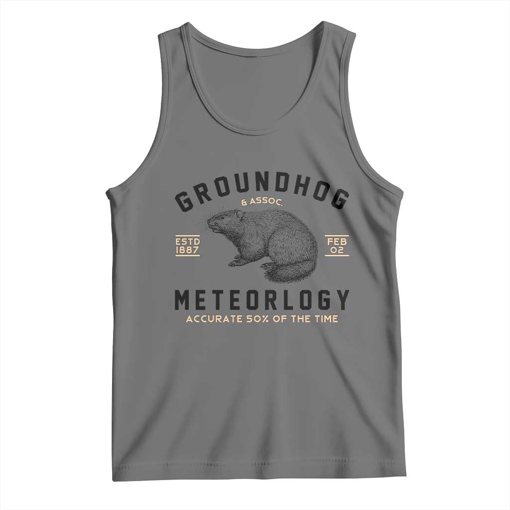 Groundhog Meteorology Tank Top Estd 1887 Accurate 50 Percent Of The Time Woodchuck TS02 Black Heather Print Your Wear