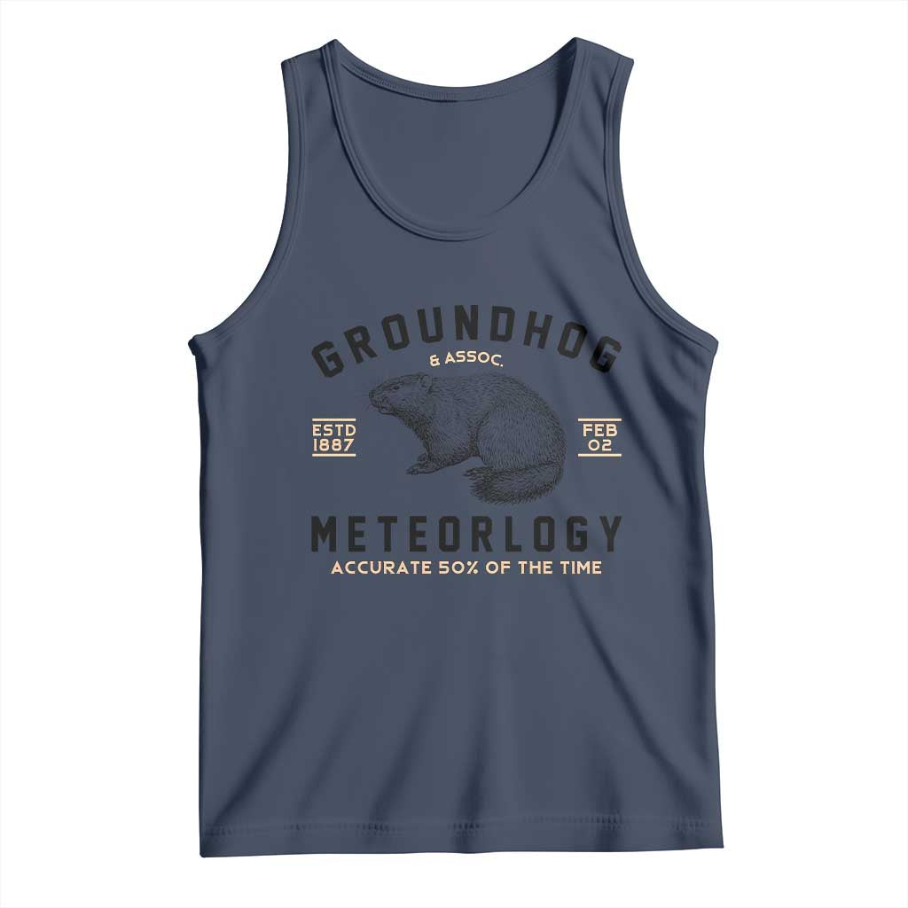 Groundhog Meteorology Tank Top Estd 1887 Accurate 50 Percent Of The Time Woodchuck TS02 Navy Print Your Wear