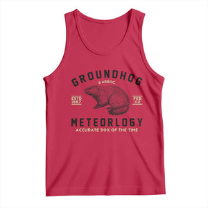 Groundhog Meteorology Tank Top Estd 1887 Accurate 50 Percent Of The Time Woodchuck TS02 Red Print Your Wear