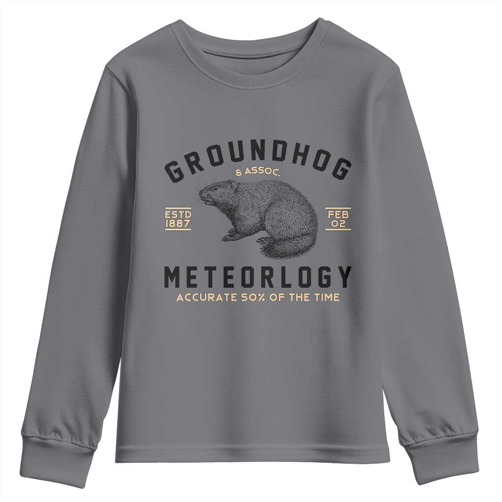 Groundhog Meteorology Youth Sweatshirt Estd 1887 Accurate 50 Percent Of The Time Woodchuck TS02 Charcoal Print Your Wear