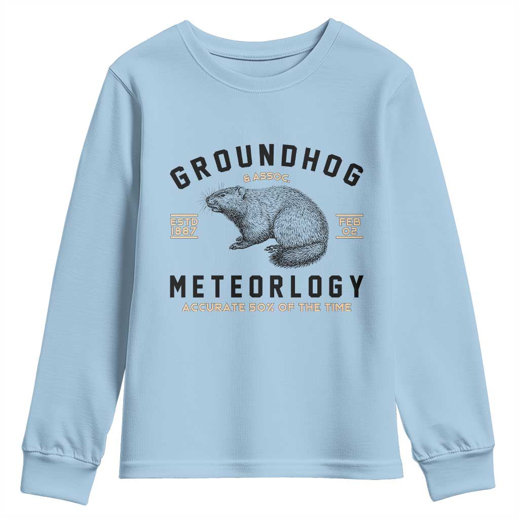 Groundhog Meteorology Youth Sweatshirt Estd 1887 Accurate 50 Percent Of The Time Woodchuck TS02 Light Blue Print Your Wear