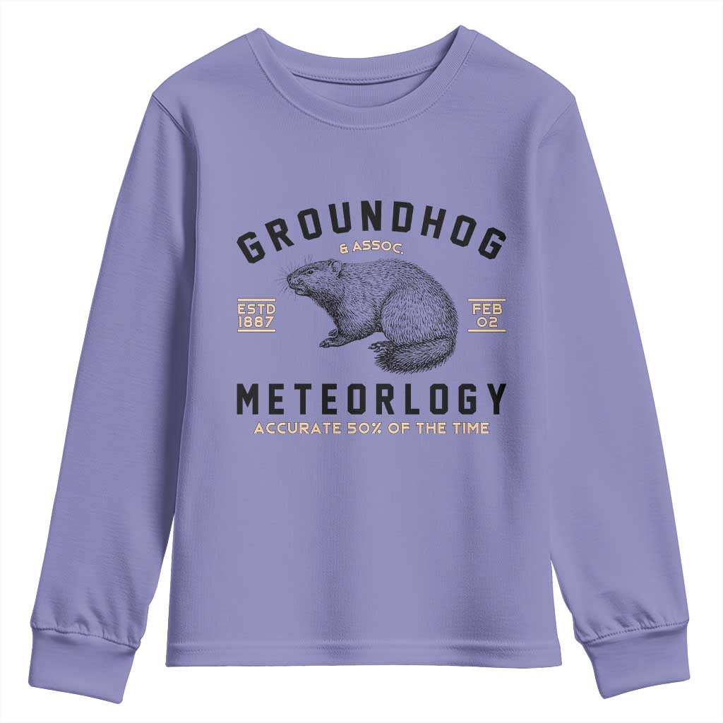 Groundhog Meteorology Youth Sweatshirt Estd 1887 Accurate 50 Percent Of The Time Woodchuck TS02 Violet Print Your Wear