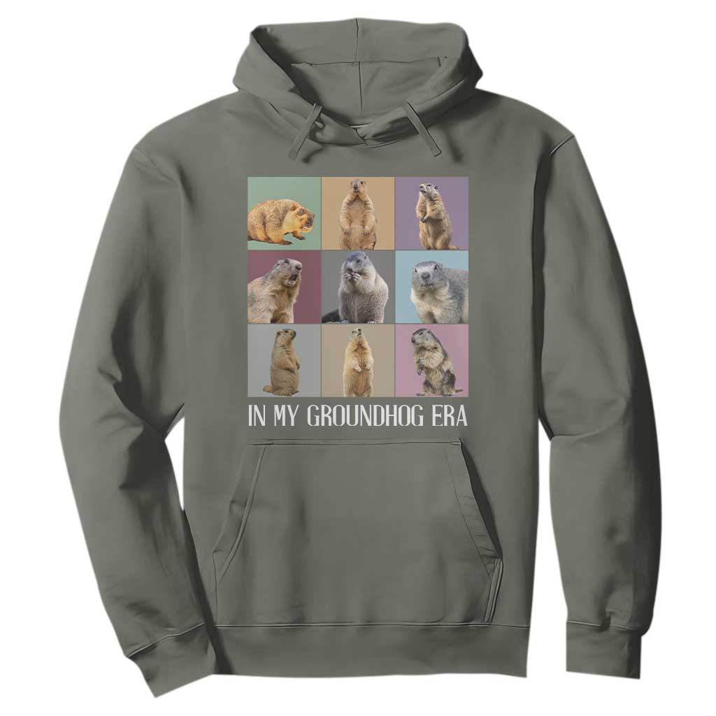 In My Groundhog Era Hoodie Funny Woodchuck TS02 Military Green Print Your Wear