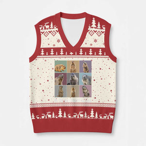 In My Groundhog Era V-Neck Knit Sweater Vest Funny Woodchuck TS02 Beige Red Print Your Wear