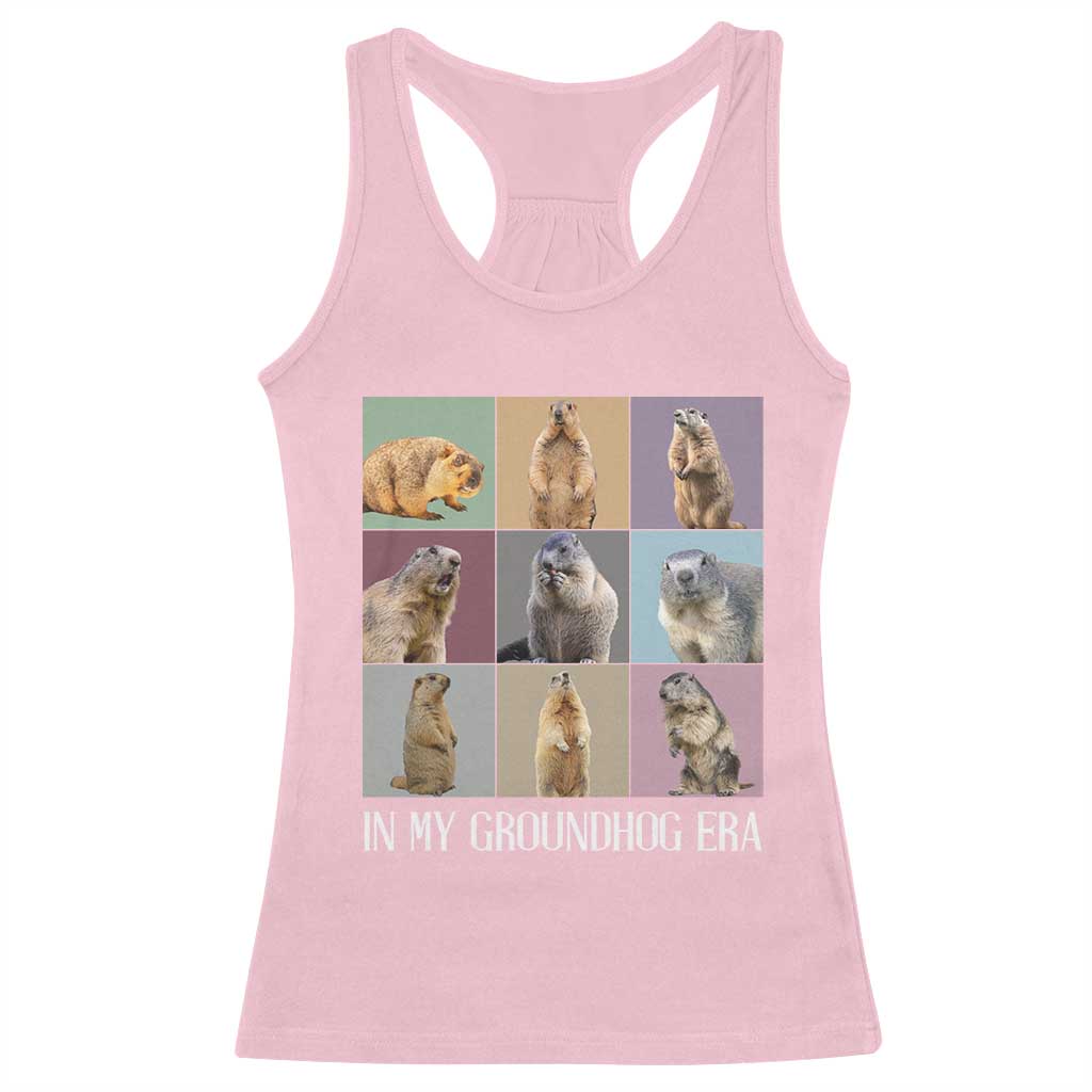In My Groundhog Era Racerback Tank Top Funny Woodchuck TS02 Light Pink Print Your Wear