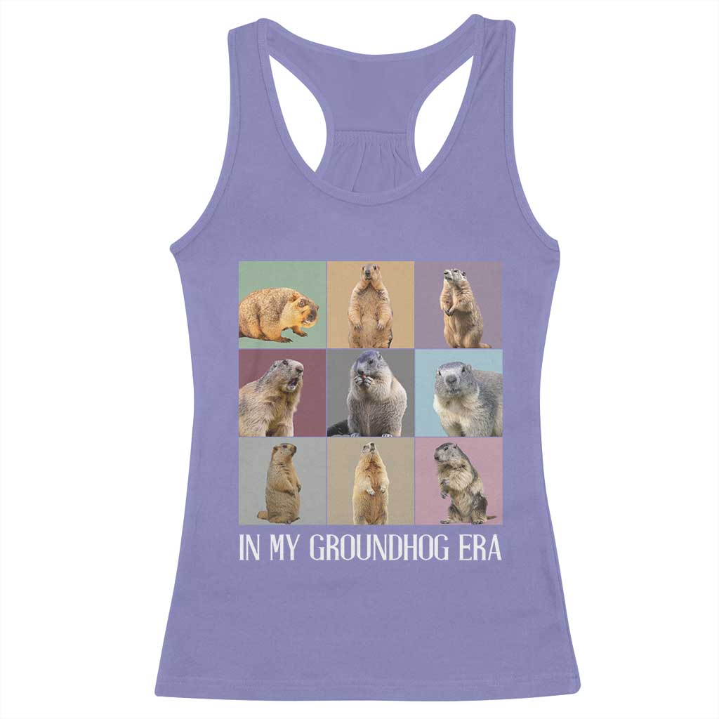 In My Groundhog Era Racerback Tank Top Funny Woodchuck TS02 Violet Print Your Wear