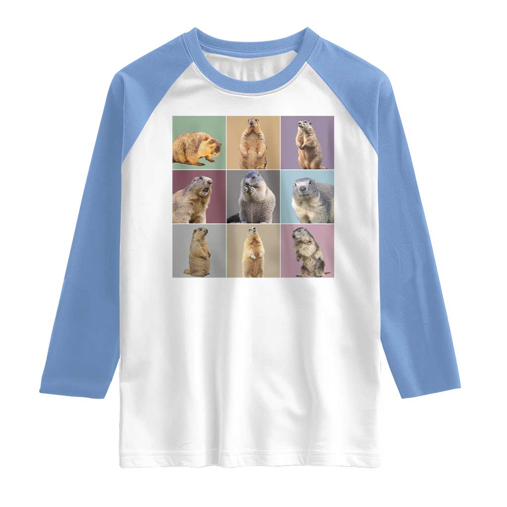 In My Groundhog Era Raglan Shirt Funny Woodchuck TS02 White Carolina Blue Print Your Wear