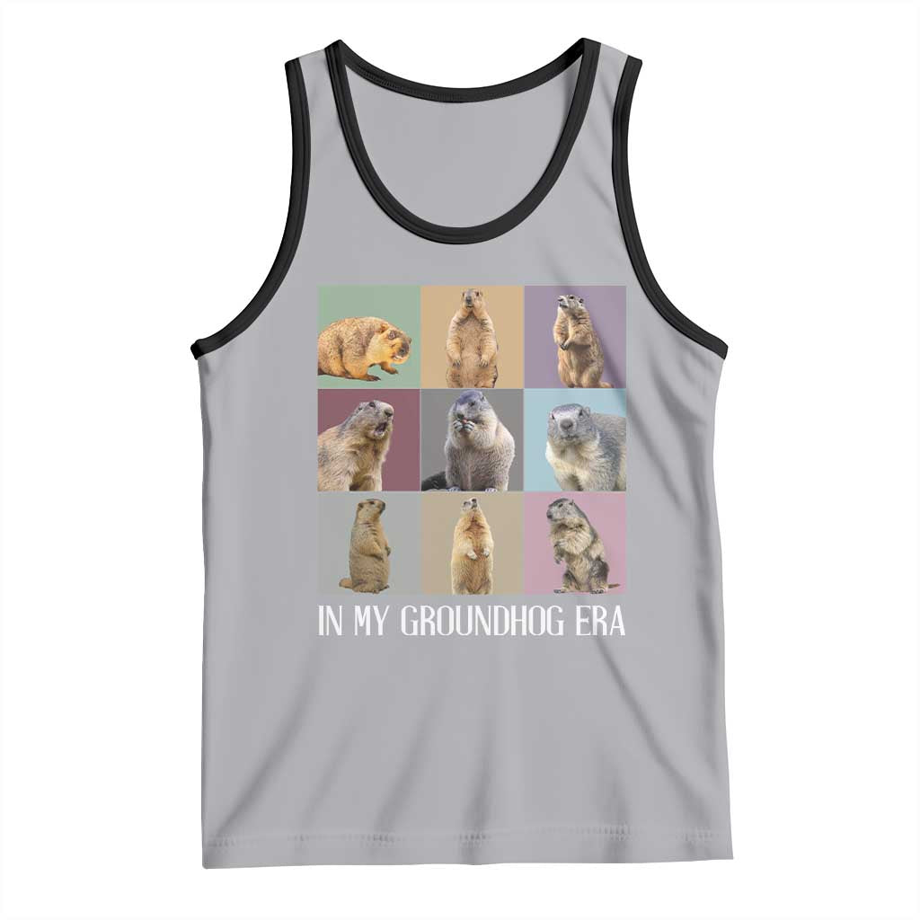 In My Groundhog Era Tank Top Funny Woodchuck TS02 Athletic Heather Black Print Your Wear