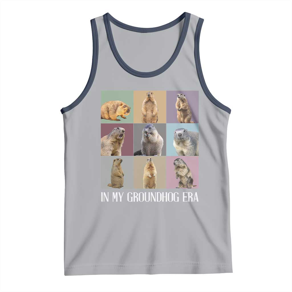 In My Groundhog Era Tank Top Funny Woodchuck TS02 Athletic Heather Navy Print Your Wear
