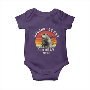 Groundhog Day Is My Birthday Baby Onesie Funny Woodchuck Retro Vintage TS02 Purple Print Your Wear