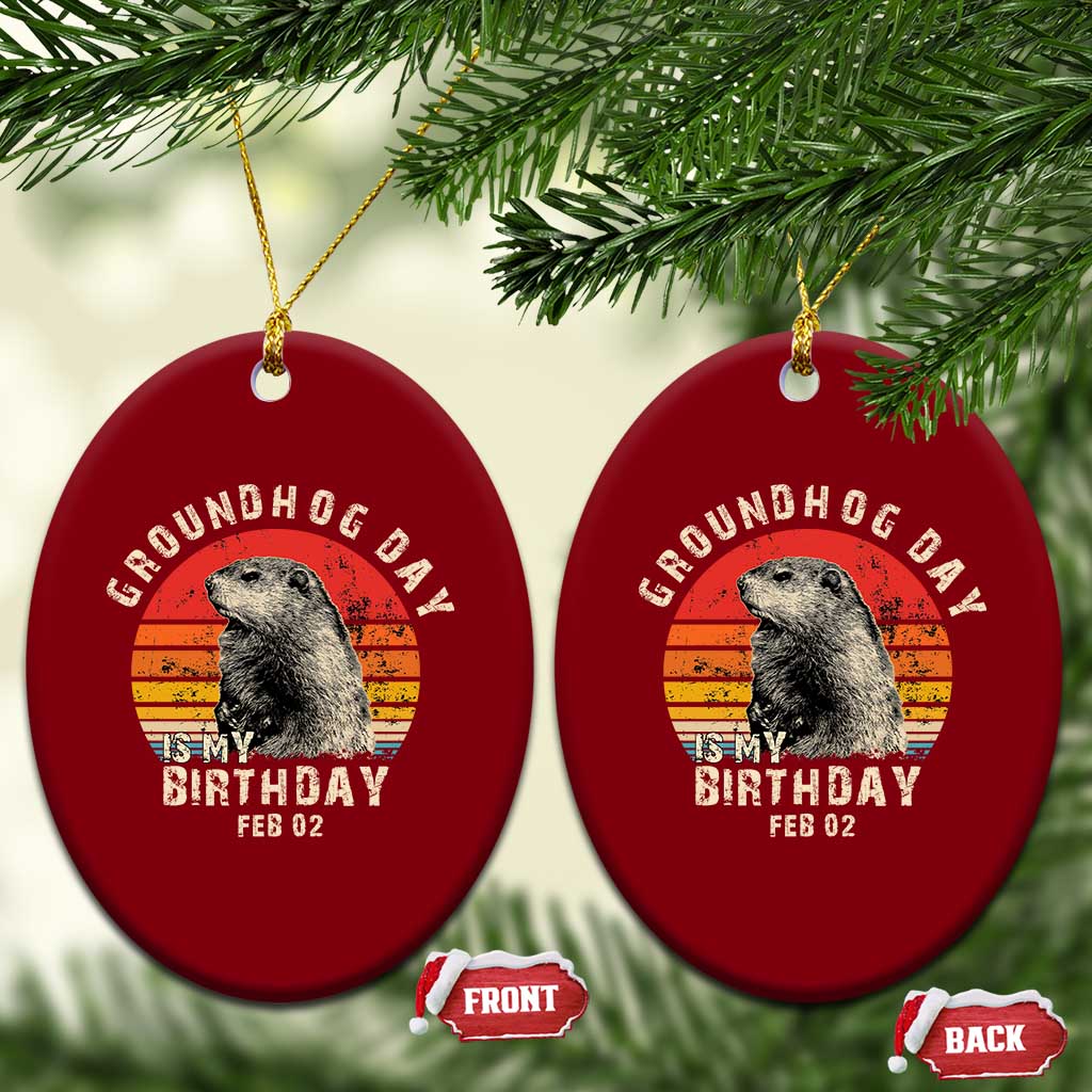 Groundhog Day Is My Birthday Ceramic Ornament Funny Woodchuck Retro Vintage TS02 Print Your Wear