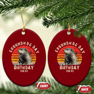Groundhog Day Is My Birthday Ceramic Ornament Funny Woodchuck Retro Vintage TS02 Print Your Wear