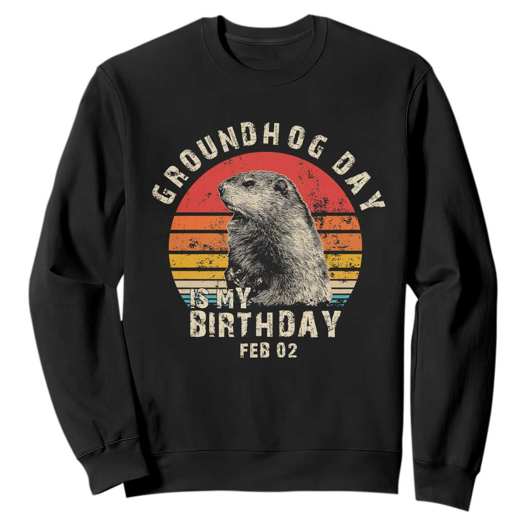 Groundhog Day Is My Birthday Sweatshirt Funny Woodchuck Retro Vintage TS02 Black Print Your Wear
