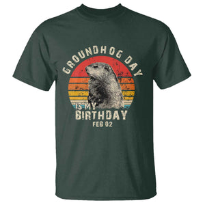Groundhog Day Is My Birthday T Shirt Funny Woodchuck Retro Vintage TS02 Dark Forest Green Print Your Wear