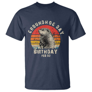 Groundhog Day Is My Birthday T Shirt Funny Woodchuck Retro Vintage TS02 Navy Print Your Wear