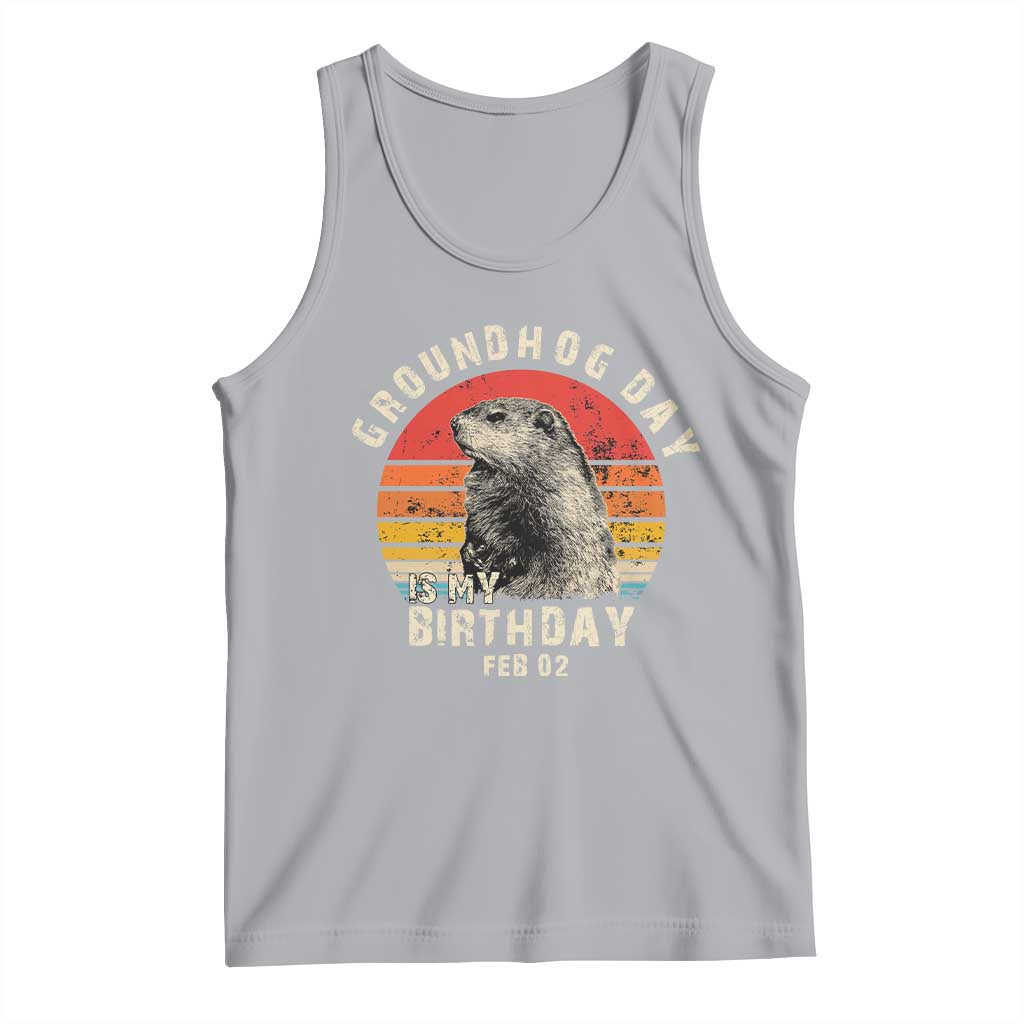 Groundhog Day Is My Birthday Tank Top Funny Woodchuck Retro Vintage TS02 Athletic Heather Print Your Wear