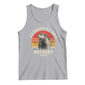 Groundhog Day Is My Birthday Tank Top Funny Woodchuck Retro Vintage TS02 Athletic Heather Print Your Wear