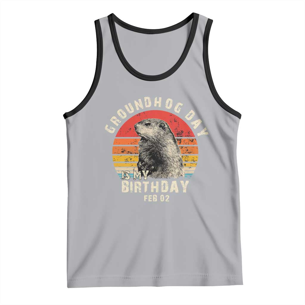Groundhog Day Is My Birthday Tank Top Funny Woodchuck Retro Vintage TS02 Athletic Heather Black Print Your Wear
