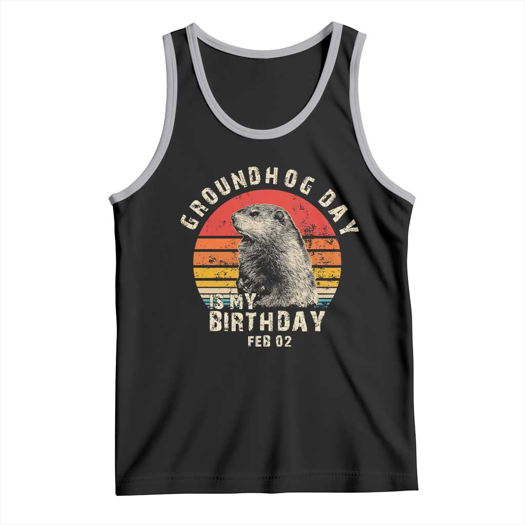 Groundhog Day Is My Birthday Tank Top Funny Woodchuck Retro Vintage TS02 Black Athletic Heather Print Your Wear