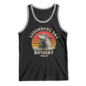 Groundhog Day Is My Birthday Tank Top Funny Woodchuck Retro Vintage TS02 Black Athletic Heather Print Your Wear