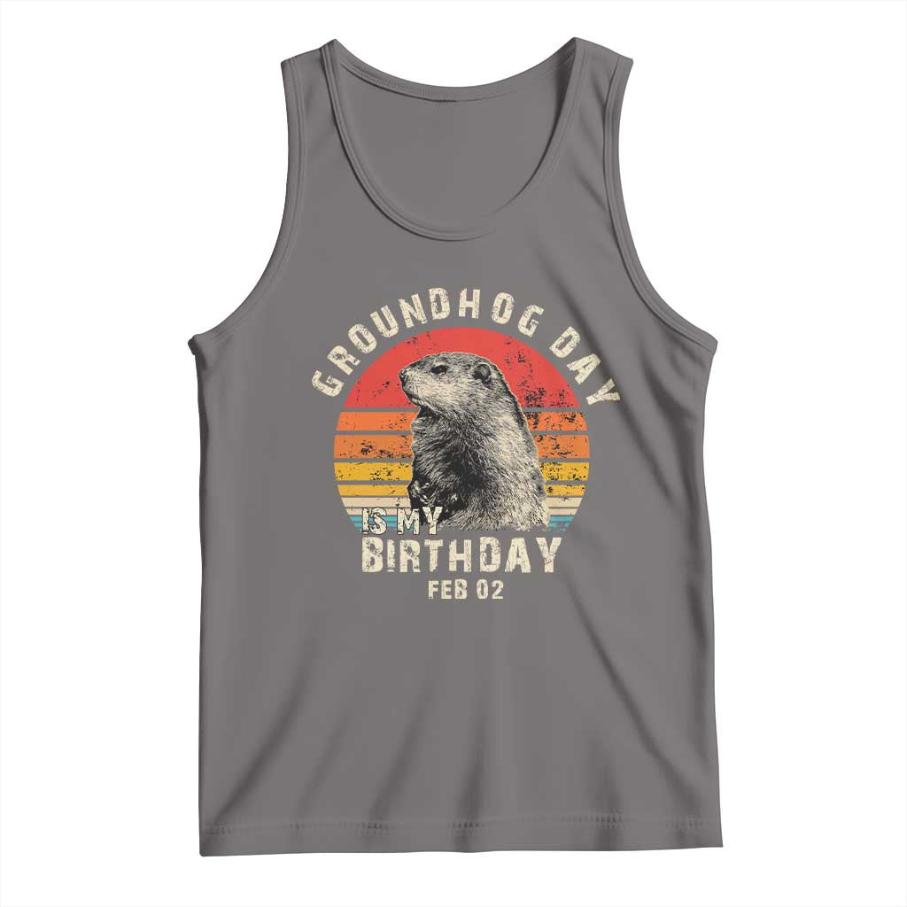 Groundhog Day Is My Birthday Tank Top Funny Woodchuck Retro Vintage TS02 Deep Heather Print Your Wear