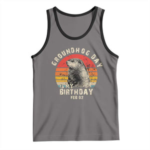 Groundhog Day Is My Birthday Tank Top Funny Woodchuck Retro Vintage TS02 Deep Heather Black Print Your Wear