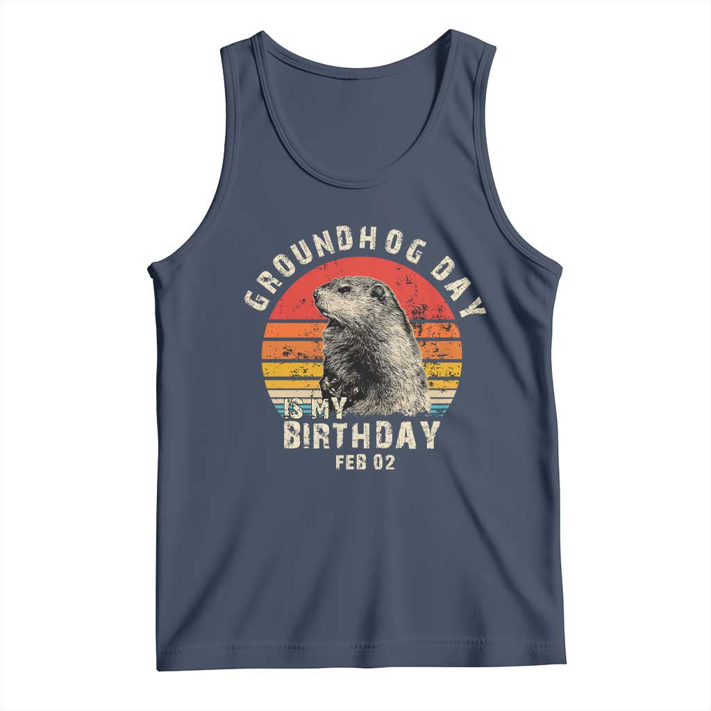 Groundhog Day Is My Birthday Tank Top Funny Woodchuck Retro Vintage TS02 Navy Print Your Wear